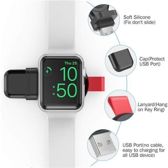Watch Charger for Apple Watch Series 7, 2Pack Portable Magnetic iWatch Charger - Picture 5 of 7